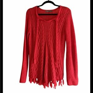 Prana Women's cable knit pullover Sweater in Vibrant Red